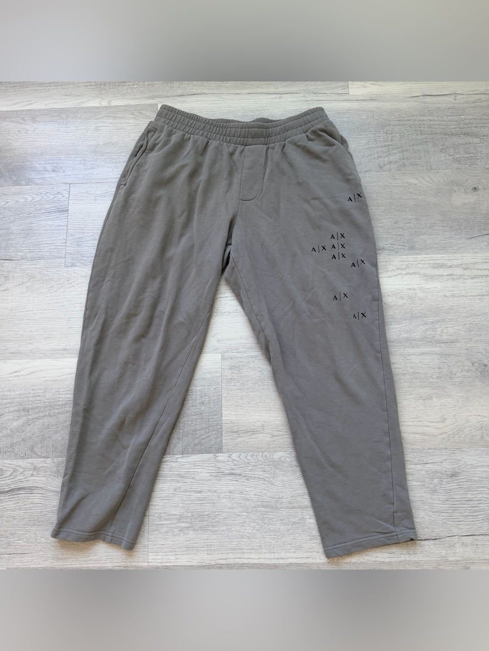 Armani Exchange Men's Taupe Gray Logo Joggers